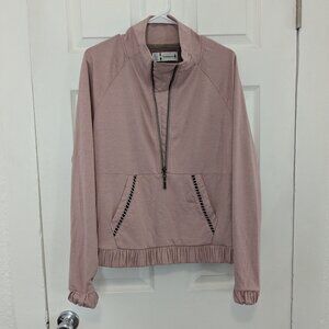 Smartwool Pullover Womens Med Pink Merino Wool 1/2 Zip Kangaroo Pocket Mock Neck
